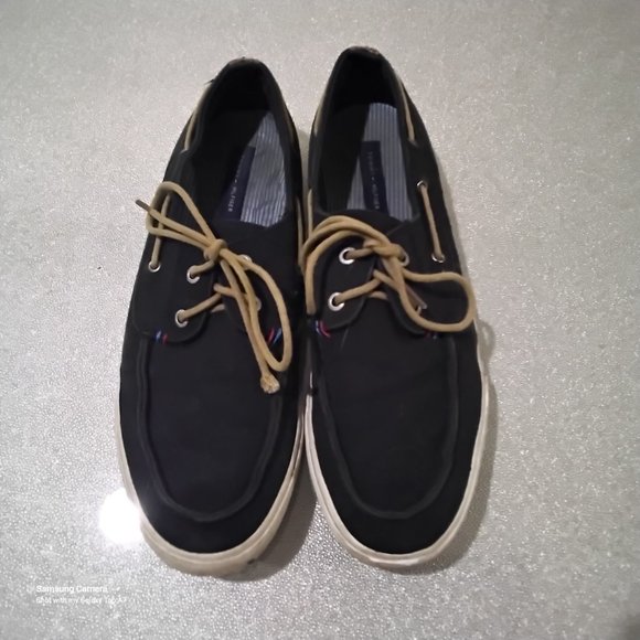 Men Tommy Hilfiger Navy Canvas Boat Shoes TMPHILO Fair/U/C Size 11 - Picture 6 of 6